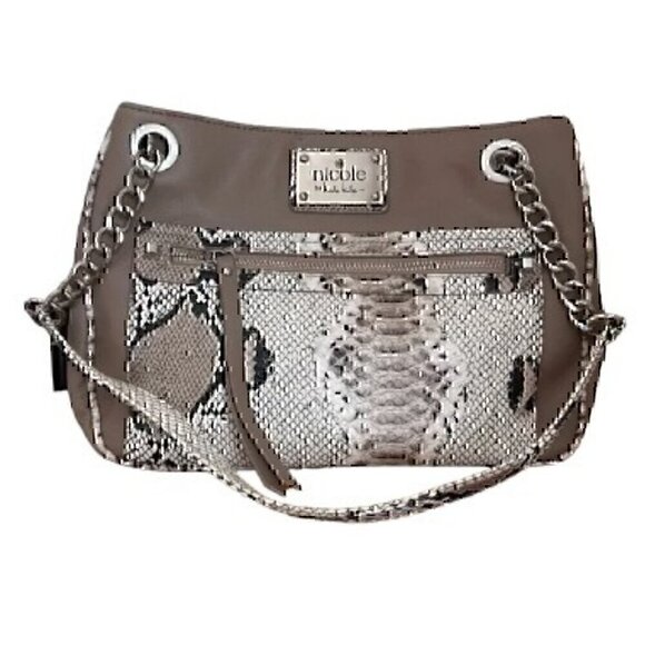 Nicole Miller Faux Snakeskin Shoulder Bag - Picture 1 of 6